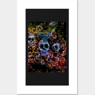 GHOST CAT SKULLS AND ROSES Posters and Art